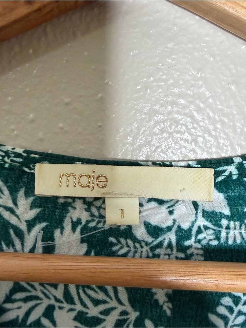 Maje Green Rayelle Shirred Floral Crepe Midi Dress - Picture 7 of 12